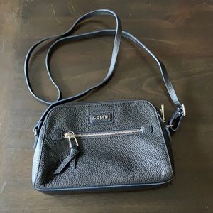 Lodis black leather crossbody bag